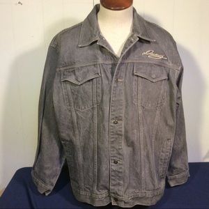 Vintage Y2K Davoucci Authentic Denim Gray Jean Jacket Mens size 3XL Tucker Style